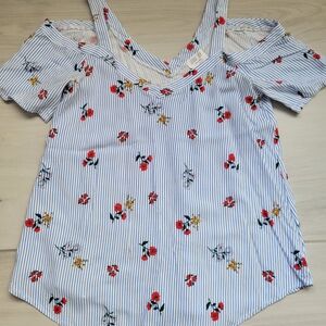 Sienna Sky Floral Striped Women's Top Size Small